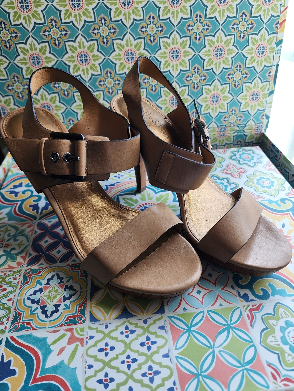Women’s Tan Leather High Heel Sandals - Kelly & Katie